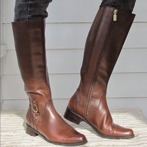 Blondo Vallera Boots Brown Knee High Leather Waterproof Shoes Equestrian